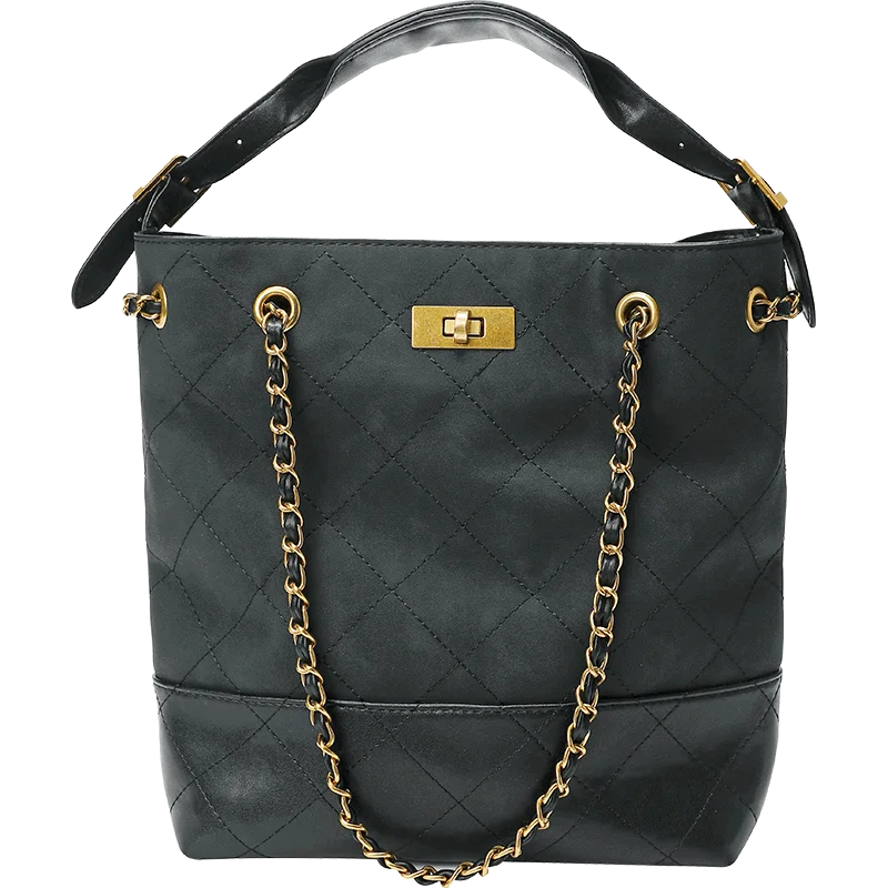 2025 Autumn New Arrivals Elegant Color Block Chain Detail Luxury Crossbody Bucket Bag For Woman