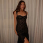 Irregular Hem Sleeveless Long Dresses Lace Black Party Dress Valentines Clothes Women Sexy Night Out Outfits