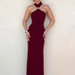 Turtleneck Off-shoulder Sexy Knit Maxi Dress For Women Gown Metal Buckle Strapless Sleeveless High Waist Knitted Dress
