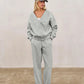 Sporty Casual Tracksuits 2 Piece Set V-Neck Single Breasted Jacket+Drawstring Pants Matching Simple Streetwear Outfits