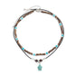 2Pcs/Set Vintage Sea Turtle Pendant Necklace Men Ethnic Style Multi Layer Stackable Stone Wooden Beaded Choker Jewelry
