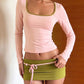 Sexy Simple 2 Piece Set Women Autumn Trend Line Patchwork Low-Neck Full Sleeve T-Shirt+Bandages Skirts Fashion Suits