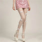 Sweet Lolita 3D Bow Pearl Sheer Pantyhose Women Transparent Mesh Tights Cute Bowknot Decor Hosiery Cosplay Stockings