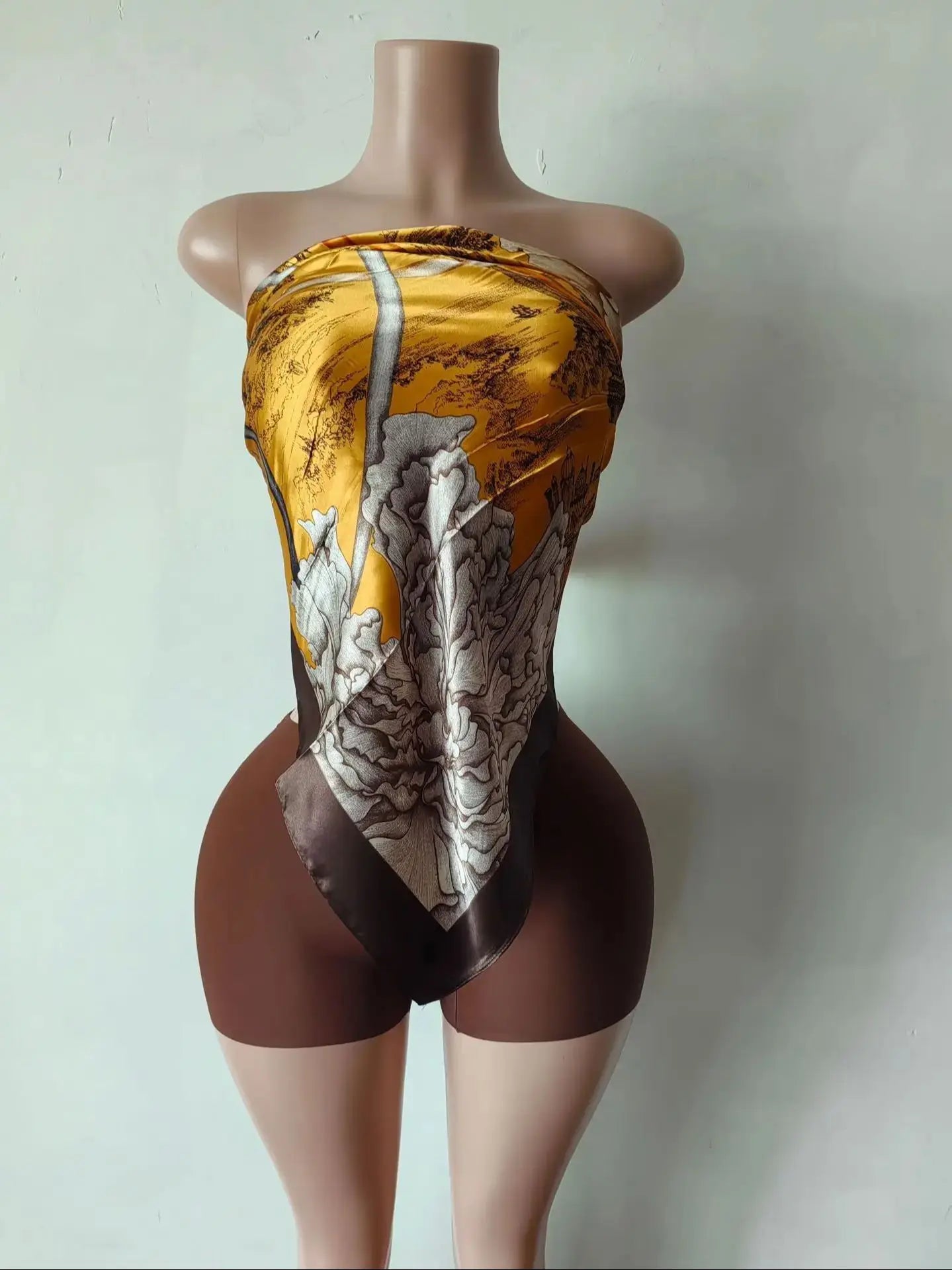 Sexy Hipster Women 2 Piece Set Y2K Summer Colorful Print Strapless Knot Belly Tops+Shorts Matching Midnight Clubwear