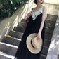 Summer Daily Vacation Patchwork Lace Tassel Maxi Dress Women Folds Loose Sleeveless Backless Fashion Leisure Vestidos