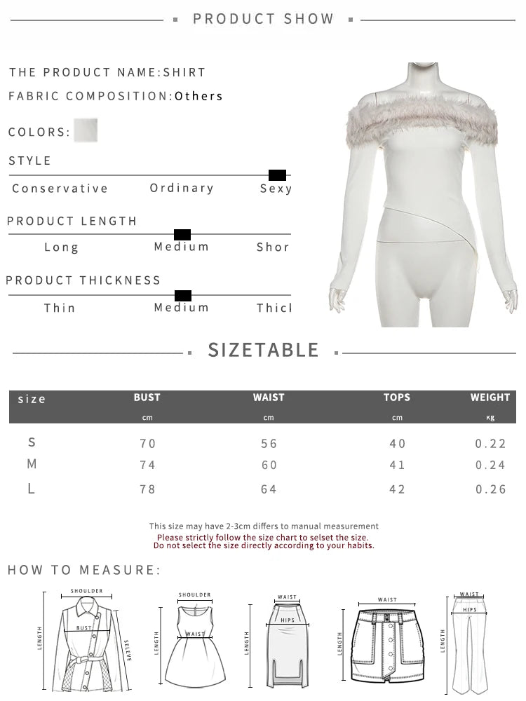 Detachable Fur Collar Crop Tops Women Slash Neck Full Sleeve Skinny Simple Street Autumn Trend Streetwear T-Shirts