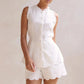 Women’s Casual 2 Piece Outfits Summer Sleeveless Ruffle Trim Tank Tops and Elastic Waist Shorts Set Vacation Beachwear