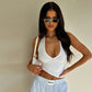 Basics Crop Top Womens 2024 Summer Clothes Deep V Neck Backless Halter Tops Trendy Sexy Solid Color Tanks