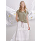 Minimalist Cute Lace Solid Flutter Sleeve Design Tshirt For Women