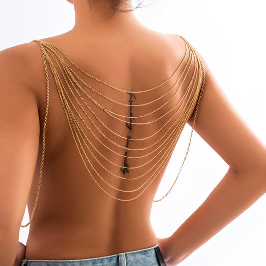 Multilayer Tassel Lingerie Back Chain for Women Summer Bikini Sexy Bra Chest Body Jewelry Nightclub Accessories Party