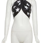 Five Star Print Tank Tops Women Y2K Basic Cross Halter Bandage Backless Sleeveless Streetwear Sexy Club Midnight Vest