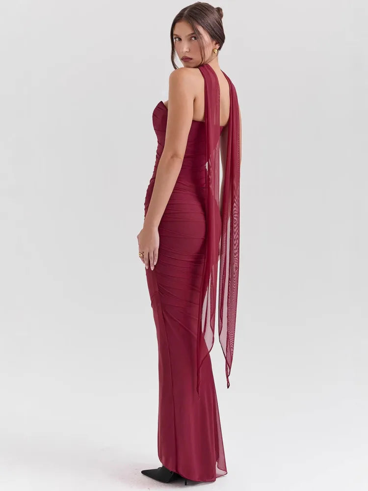 Sexy Two Pieces Sets For Women Strapless Off-shoulder Sleeveless Tops And Elegant High Waist Long Skirt Two Pieces Sets