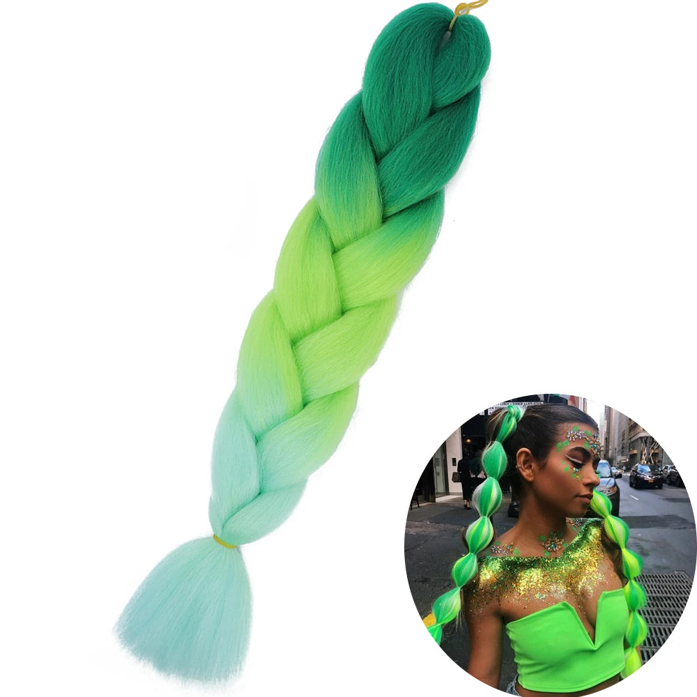 Synthetic Jumbo Braiding Hair Extension 24 Inch Heat Resistant Fiber In Bulk Ombre Jumbo Braids Hair For Black Women