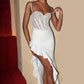 White Party Dress Sexy Elegant Lace Patchwork Ruffle High Slit Maxi Dresses for Women 2025 Vestido Blanco