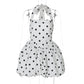 Halter Print Polka Dot Mini Dress Women Fashion Off-shoulder Sleeveless Backless High Waist A-line Club Party Dress