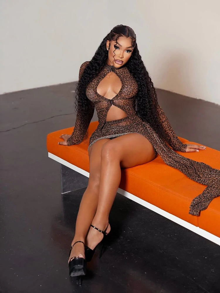 See Through 2-Piece Set Women Single-Breasted o-Neck Crop Tops+Folds Tassel Skirt Sexy Midnight Hottie Wild Suits