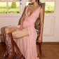 Chiffon Backless Sexy Maxi Dress Women Elegant Pink V Neck Sleeveless Ruched High Split Bodycon Club Party Long Dress