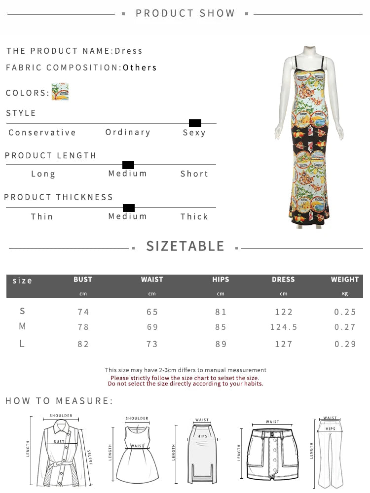 Patchwork Straps Dress Women Y2K Lemon Print Sleeveless Skinny Tight Vacation Beach Party Elegant Banquet Vestidos