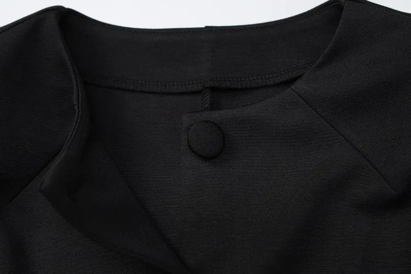 Button Up Long Sleeve Mini Dress Black Elegant Office Ladies Clothes Women's Casual Dresses Spring 2026