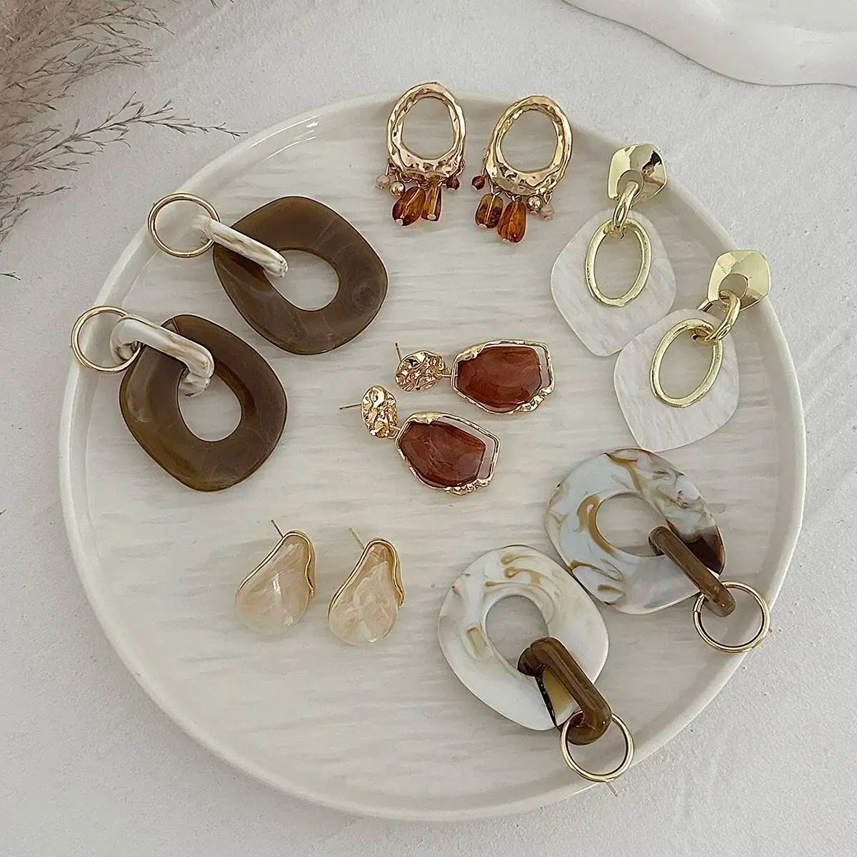 5 Styles Creative Irregular Acrylic Square Drop Earrings Set for Women Elegant Vintage Piercing Earrings Party Jewelry