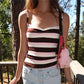 Cute Stripe Camisole Top Summer Women Sweetheart Neck Spaghetti Strap Slim Low Back Crop Top Y2K Aesthetic Streetwear