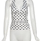 Halter v-Neck Vest Women Y2K Lace-Up Backless Polka Dot Print  Skinny Summer Fashion Daily Street Basic Tank Tops