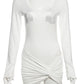 Diamonds Seashell Women 2 Piece Set Sexy Y2K Crew Neck Full Sleeve Bodysuits+Knot Cross Mini Skirts Matching Clubwear