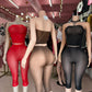 Sexy Fashion 2 Piece Set Woman Mesh See Through Wrap Chest Backless Tank Tops+Skinny Peach Hip Crop Pants Clubwear