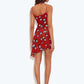 Women Red Polka Dot See Through Sexy Mini Dress Women Elegant Spaghetti Strap Sleeveless Backless Ruffle Slip Dress
