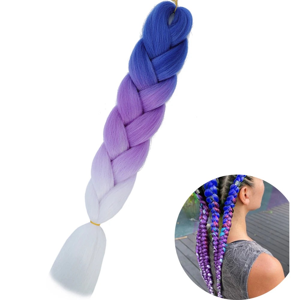Synthetic Jumbo Braiding Hair Extension 24 Inch Heat Resistant Fiber In Bulk Ombre Jumbo Braids Hair For Black Women
