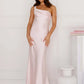 One Shoulder Backless Sexy Maxi Dress Women Gown Satin Skew Collar Sleeveless Thigh High Split Club Party Long Dresses