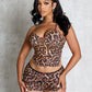 Bows Split 2 Piece Set Women Y2K Leopard Print Halter Bandage Camisole+Skirt Matching Street Stretch Skinny Clubwear