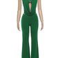 Backless Women Jumpsuit+Bra Tops Sexy Swing Collar Hollow Midnight Workout Clubwear Simple Stretch Skinny Overalls