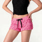 Women Y2K Multi‑Layer Ruffle Shorts Elastic Waist Satin Bow Decor Cute Sweet Mini Bloomers Casual Streetwear Short Pants