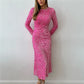 Fashion Sequined Party Slim Midi Dress For Women Autumn Winter Elegant Long Sleeve Sexy Bodycon Evening Dresses