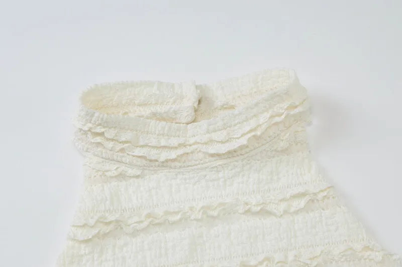 Sexy Two Piece Dress Frilly Long Skirt and Backless Halter Top Matching Sets Elegant Mermaid Outfit