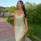 Satin Mesh See-through Green Party Dresses 2025 Woman Elegant Sexy Off Shoulder Maxi Dress