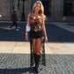 Sexy 2 Piece Set Leopard Print V Neck Lace Long Cami Top and Shorts Rave Outfits Woman Summer Clothing