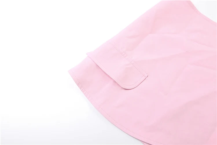 Single-Breasted 3 Piece Set Women Elegant Polo Neck Full Sleeve Blouse+Pinafore+Skirt Matching Trend Chic Streetwear