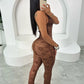 Hollow Bandage Jumpsuits Women Halter Sexy Jacquard Backless Sleeveless Skinny Street Workout Club Hipster Overalls
