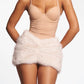 Summer Fur Mini Skirt Elegant Lady Ruched Low Rise Bodycon Skirt Y2K Vintage Plush Pencil Skirt Chic Women Party Club