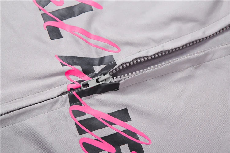 Sporty Stripes 2-Piece Set Women Zipper Letter Print Hooded Crop Tops+Pants Elasticity Fashion Autumn Casual Streetwear