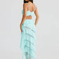 Summer Lace Sexy Two Piece Sets Women Fashion Strapless Crop Tops And Maxi Skirt Female Elegant Beach Party 2 Piece Set