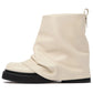 Women's New Autumn and Winter Calf Boots with Pleated Thick High Heels and Fashionable Oversized Street Leather Mid Leg Boots