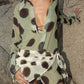 Dot Print Mini Dress Woman Autumn Trend Single-Breasted Lapel Full Sleeve Silk Scarf Strap Patchwork Fashion Bodycon