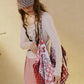 Women's Patchwork Mixed Print Canvas Shoulder Tote Bag with Adjustable Strap, Multi Pattern Large Casual Shopper Bag