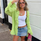 Women Fringe Tassel Knit Cardigan Open Front Long Sleeve Oversized Loose Knitted Coat Beach Cover Up Casual Outer Top