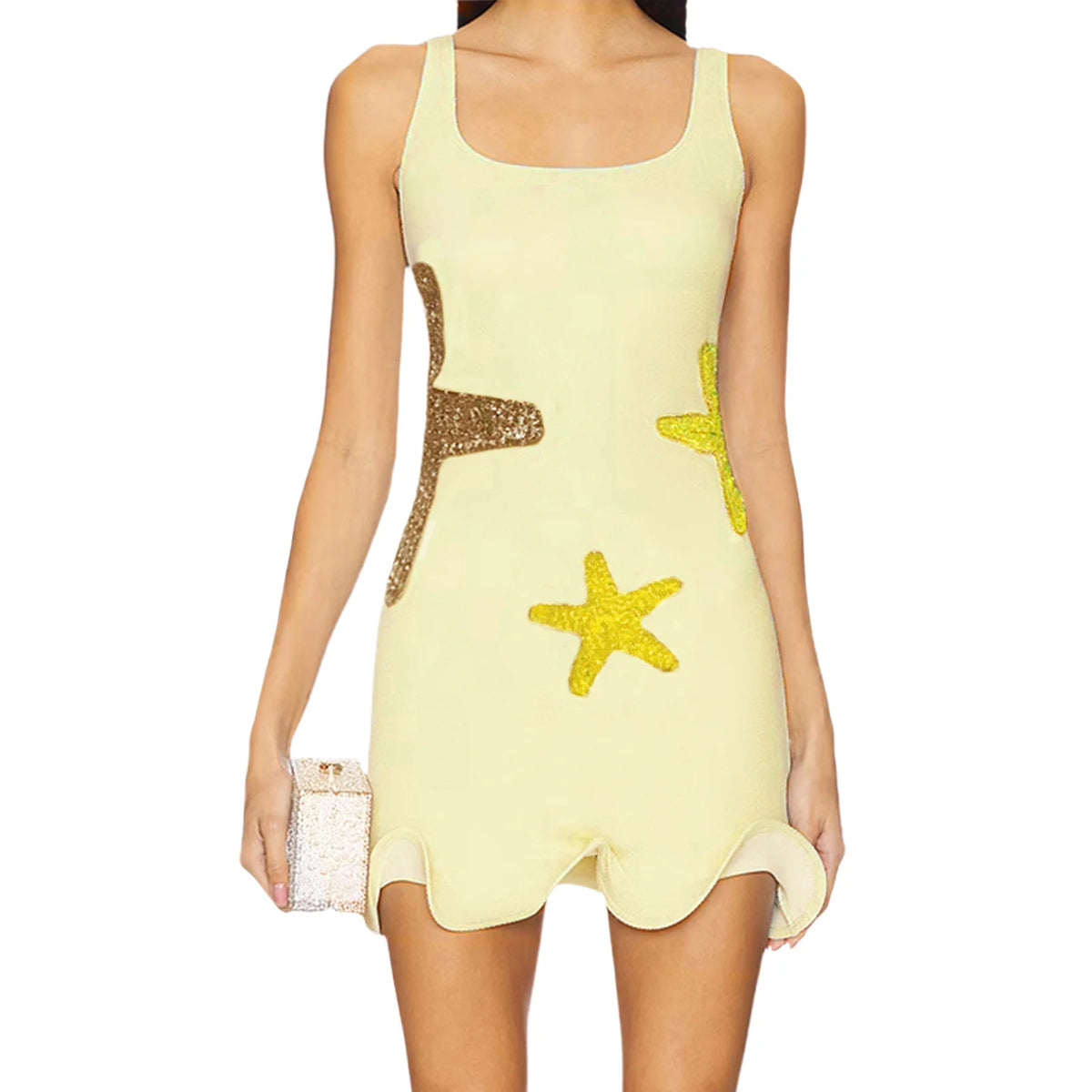 Sparkling Sequined Strap Women's Knit Mini Dress Elegant Shiny Sleeveless Bodycon Holiday Dresses Beach Party Vestido