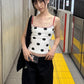 Polka Dot Print Camisole Women Simple Classic Backless Low-Neck Stretch Skinny Summer Street Daily Hottie Tank Tops