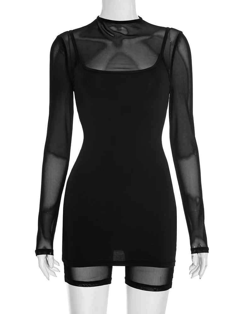 Sexy Romper+Dress Women Sexy Adjustable Strap Tight Midnight Club Hipster Skinny Stretch Autumn Fashion Mini Bodycon